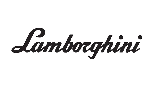 cursive Lamborghini script nameplate used on 1960s cars