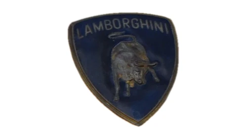 Lamborghini Diablo emblem from 1990, a silver bull on a blue shield