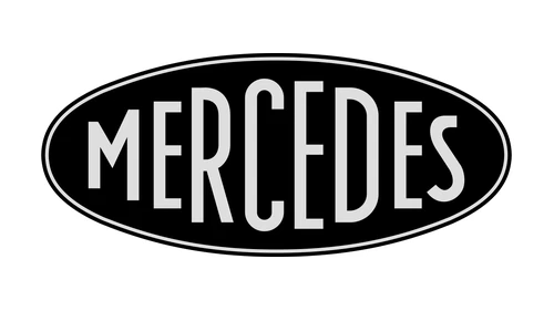 Old Mercedes logo, 1902: the MERCEDES name on an oval badge, before the star