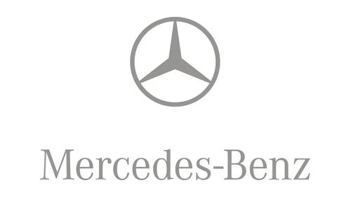 Flat gray Mercedes-Benz logo with a large wordmark, 2000s